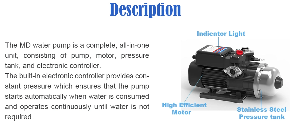 All-in-One Bathroom Automatic Electronic Control Horizontal Multistage Centrifugal Electric Stainless Steel High Pressure Surface Cold/Hot Water Booster Pump